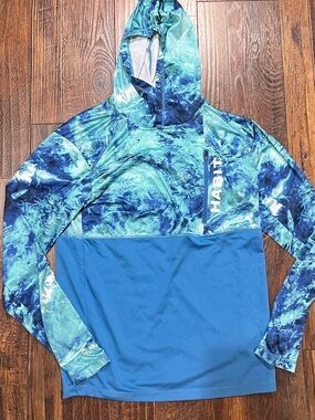 Habitat Men's Teal & Blue Lightweight Hooded Shirt Jacket